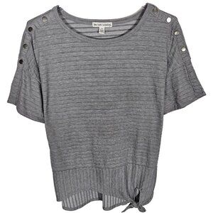 New York Laundry Women's Size 1X Gray Shirt Top Short Sleeve Knot Accent